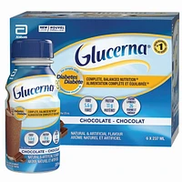 Boisson nutritive Glucerna, Substitut de repas, Alimentation complète et équilibrée pour les personnes diabétiques, Chocolat, 6 x 237 mL Alimentation complète et équilibrée