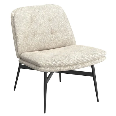 Chaise d’appoint moderne en tissu et en métal – beige et noir