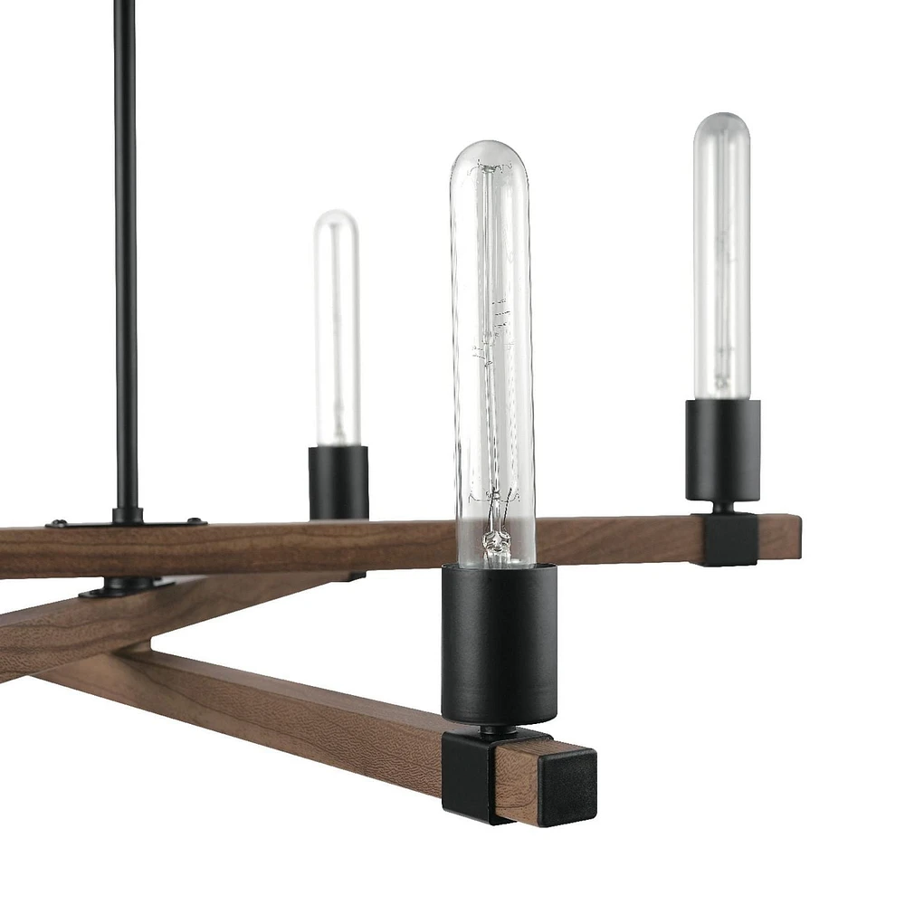 Walken 6-Light Chandelier, Matte Black, Faux Wood Accents