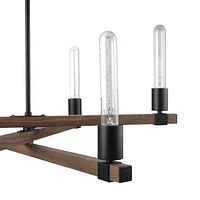 Walken 6-Light Chandelier, Matte Black, Faux Wood Accents
