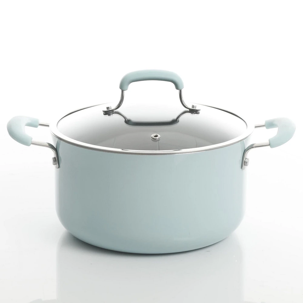 Kenmore Elite Andover 10-Piece Nonstick Cookware Set, Glacier Blue