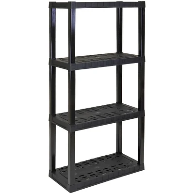 Hyper Tough Plastic Shelves Garage Storage Shelf Made In Canada 4-Tier 57"H x 14"D x 30"W Black-400 lbs Total Capacity