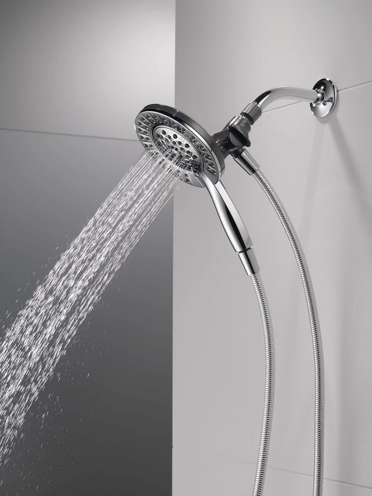 Pomme de douche et douchette à main Peerless 2-en-1 à 4 réglages en chrome Douche 2 en 1 à 4 réglages