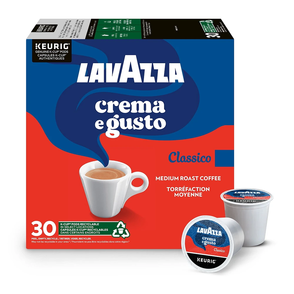 Lavazza Crema e Gusto, Medium Roast, K-Cup Coffee Pods, 30 Count