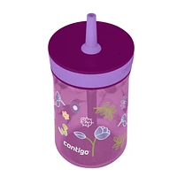 Contigo Leighton Kids Tumbler with Straw, Grape Tulips, BPA-Free, 14 oz (414 mL)