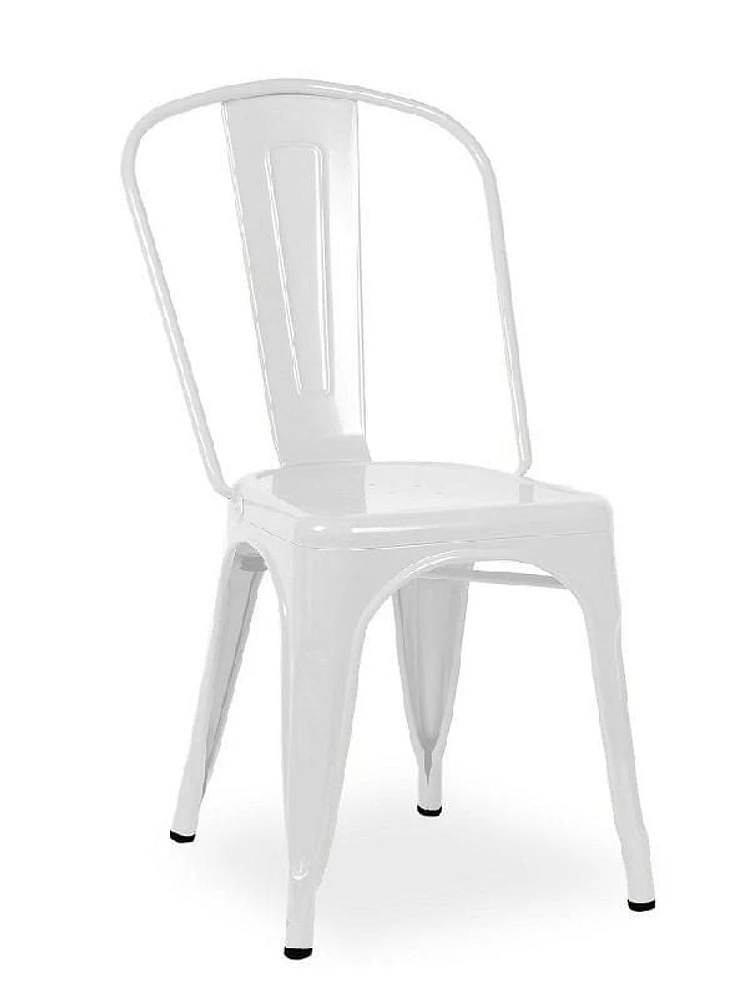 Plata Import Tolix Chair Bistro Dining Side Lot de 2 en couleur blanche enduite de poudre
