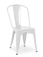 Plata Import Tolix Chair Bistro Dining Side Lot de 2 en couleur blanche enduite de poudre