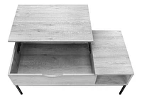 Monarch Specialties  Table Basse, 42" L, Rectangulaire, Cocktail, Toit Relevable, Gris, Métal Noir, Contemporain, Moderne