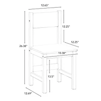 Kids Desk and Chair Set with Cubbies, Bookracks and 2 Bonus 10" Floating Bookshelves - White