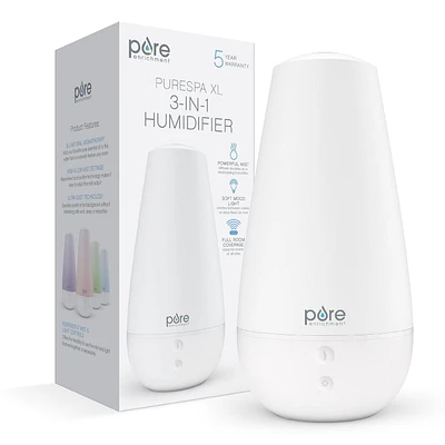 Humidificateur silencieux 3 en 1 Pure Enrichment - Veilleuse à couleur changeante et diffuseur d'huiles essentielles