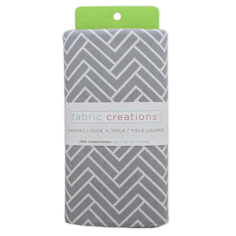 Tissu pré-coupé en toile Fabric Creations en gris chevron - 42" x 72" / 1.1 m x 1.8 m