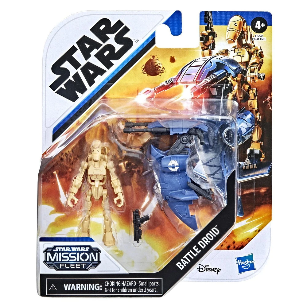 Star Wars Mission Fleet, droïde de combat Destruction, classe équipement, figurine articulée de 6 cm avec véhicule, pour enfants, dès 4 ans