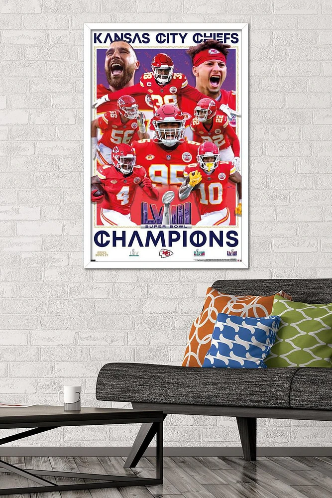 NFL Kansas City Chiefs - Super Bowl LVIII Champions Wall Poster, 14.725" x 22.375" Framed