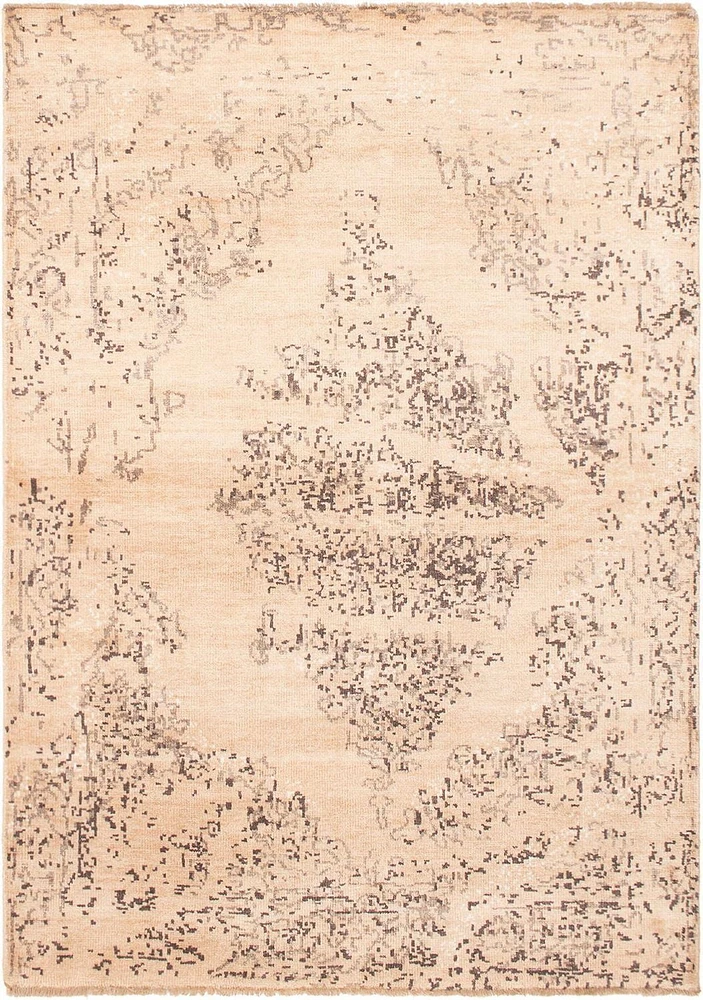 ECARPETGALLERY 5'4" x 7'3" Transitional Finest Oushak Hand-knotted Area Rug for Living Room, Dining Room and Bedroom in Ivory