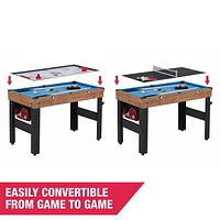 Table de jeu combinée de 48 po, billard, hockey sur slide, baby-foot, tennis de table, basket-ball, table multi-jeux par MD Sports