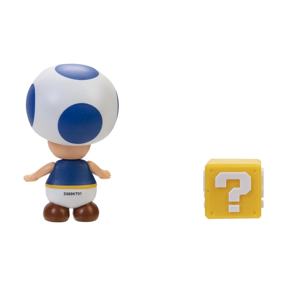 Figures 4 pouces Monde de Nintendo - Crapaud bleu avec Bloc Point d’interrogation