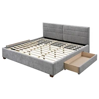 Lit Plateforme di rangement, 78 po, Gris clair