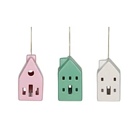 Temps de vacances ensemble de 3 ornement de maison LED
