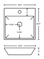 American Imaginations AI-31399 16,5 pouces W au-dessus du navire blanc de compteur pour le perçage de centre de 1 trou