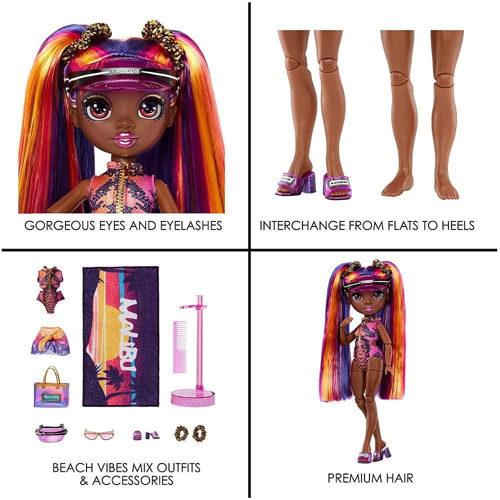 Rainbow High Pacific Coast Phaedra Westward : Poupée-mannequin coucher de soleil (violette)