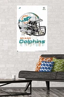 NFL Miami Dolphins - Drip Helmet 20 Wall Poster with Magnetic Frame, 22.375" x 34"
