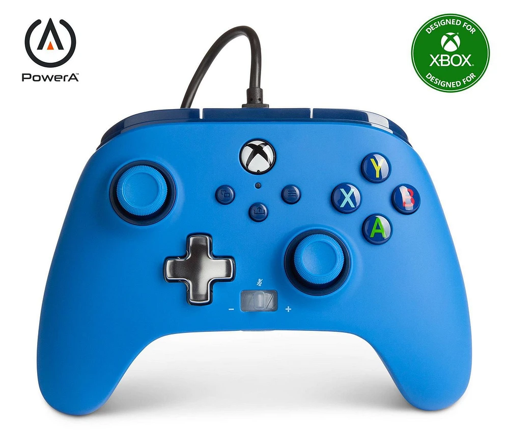 PowerA Enhanced Wired Controller for Xbox – Blue; gamepad, wired video game controller, gaming controller, Xbox Series X|S, Xbox Series X|S