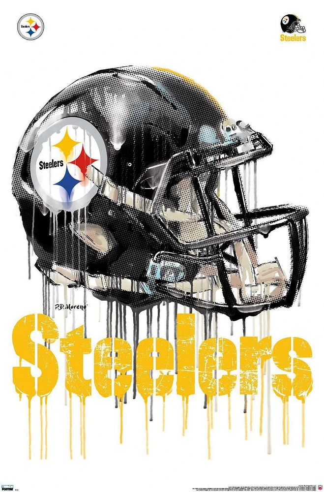 NFL Pittsburgh Steelers - Drip Helmet 20 Wall Poster, 22.375" x 34" Framed