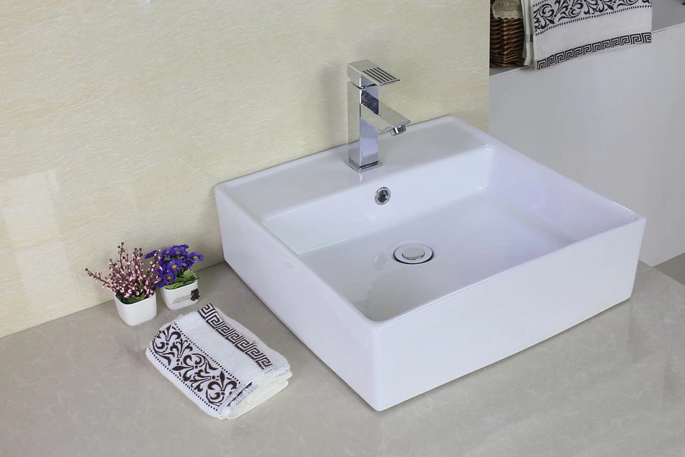 American Imaginations AI-31390 18 po W au-dessus du navire blanc de compteur pour le perçage de centre de 1 trou
