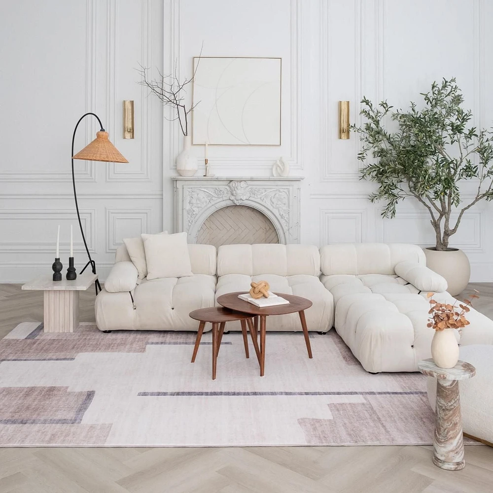Rug Branch Eclipse Mid-Century Modern Indoor Area Rug, Beige Brown, Geometric - Living Room, Bedroom, Dining Room, and Office<br>