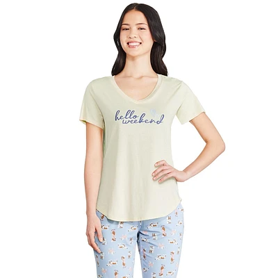 T-shirt de nuit avec encolure en V George pour femmes Tailles TP–TTG