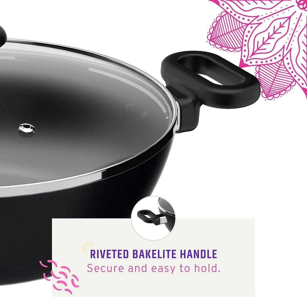 Maharaja 26cm Antiadhésif Karahi avec Couvercle 26 cm / 10,25"