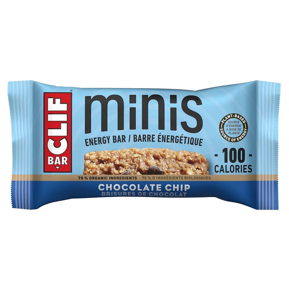 CLIF BAR, Mini Chocolate Chip Energy Bar, 70% Organic Ingredients, No Artificial Flavours, 28 g (Pack of 10)