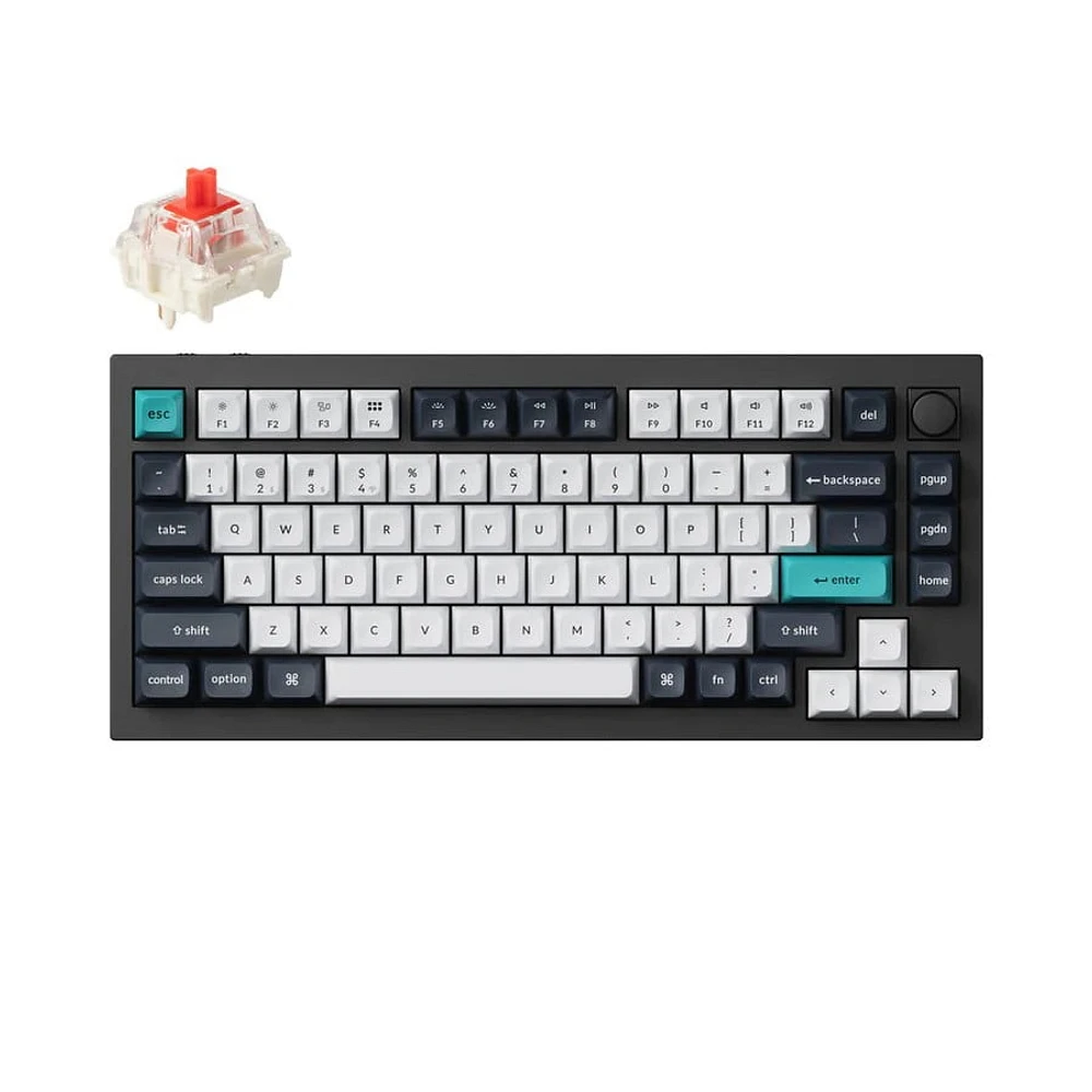 Keychron Q1 Max Clavier mécanique sans fil RVB remplaçable à chaud interrupteur rouges cadre en aluminium avec interrupteur disposition 75% noir carbone Q1M-M1