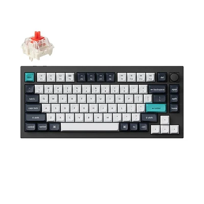Keychron Q1 Max Clavier mécanique sans fil RVB remplaçable à chaud interrupteur rouges cadre en aluminium avec interrupteur disposition 75% noir carbone Q1M-M1