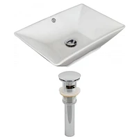 22-in. W Above Counter White Bathroom Vessel Sink Set For Deck Mount Drilling AI-14859