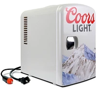 Coors Light Mini Réfrigérateur 6 Canettes, 4.2L, Refroidisseur Personnel pour Aliments, Boissons & Soins de la Peau – Idéal pour Maison, Bureau, Université