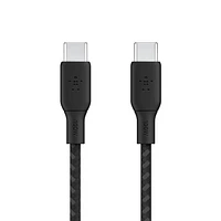 Câble USB-C vers USB-C Belkin, câble d’alimentation tressé BoostCharge (3 m/10 pi), câble de chargement rapide Power Delivery 100 W, certifié USB-IF pour iPhone 16, MacBook, Chrome BELKIN CÂBLE C-C BEL 3M NOIR