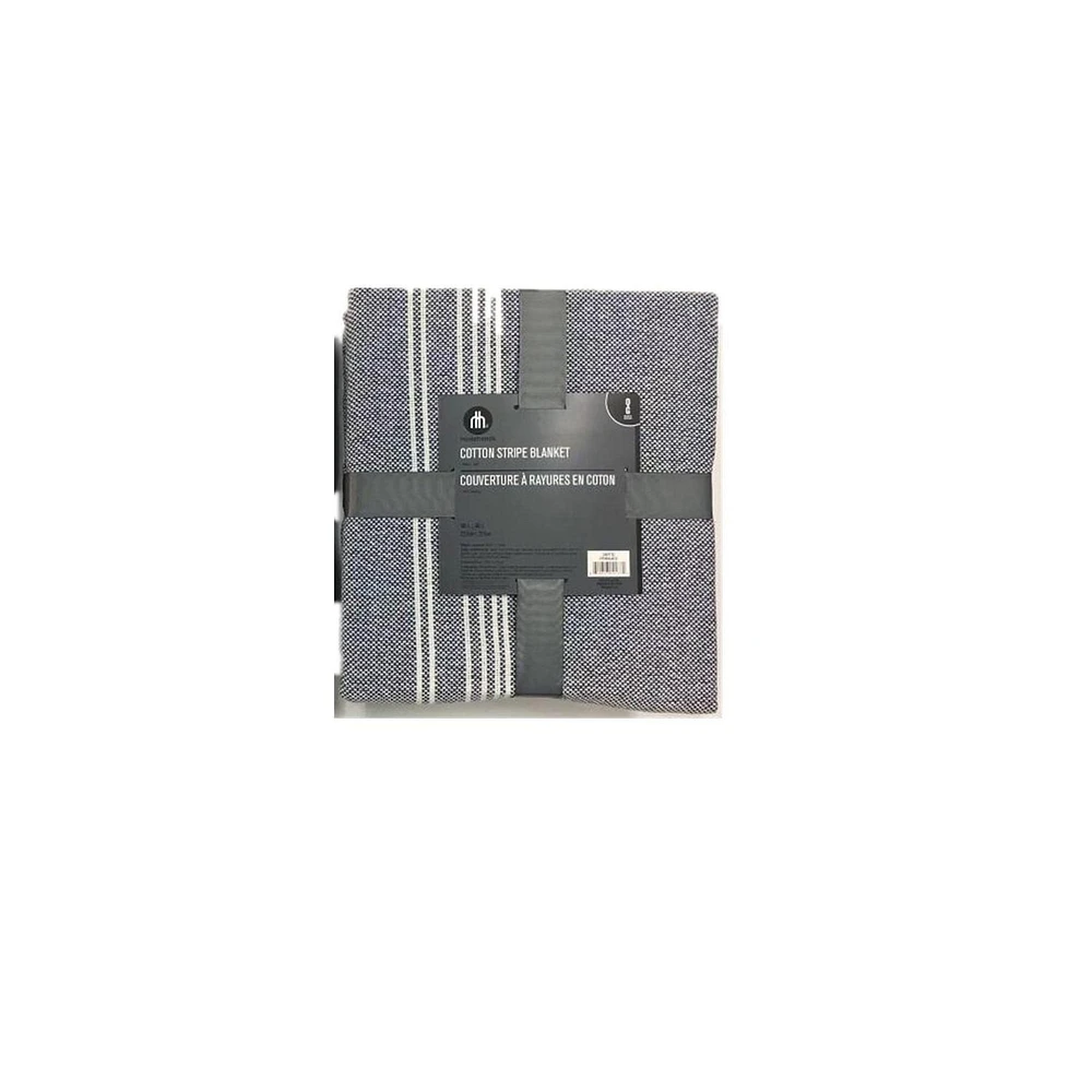 HT COUVERTURE A RAYURES EN COTON GRAND Ultra doux