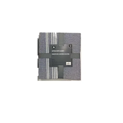 HT COUVERTURE A RAYURES EN COTON GRAND Ultra doux