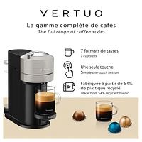 Nespresso Vertuo Next Coffee and Espresso Machine by Breville with Aeroccino Milk Frother, Light Grey, 7 cup sizes