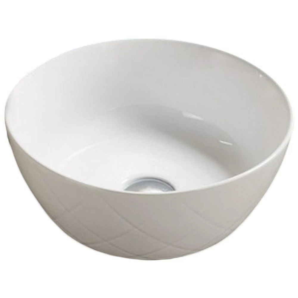 American Imaginations -in. W Above Counter White Bathroom Vessel Sink For Wall Mount Wall Mount Drilling AI