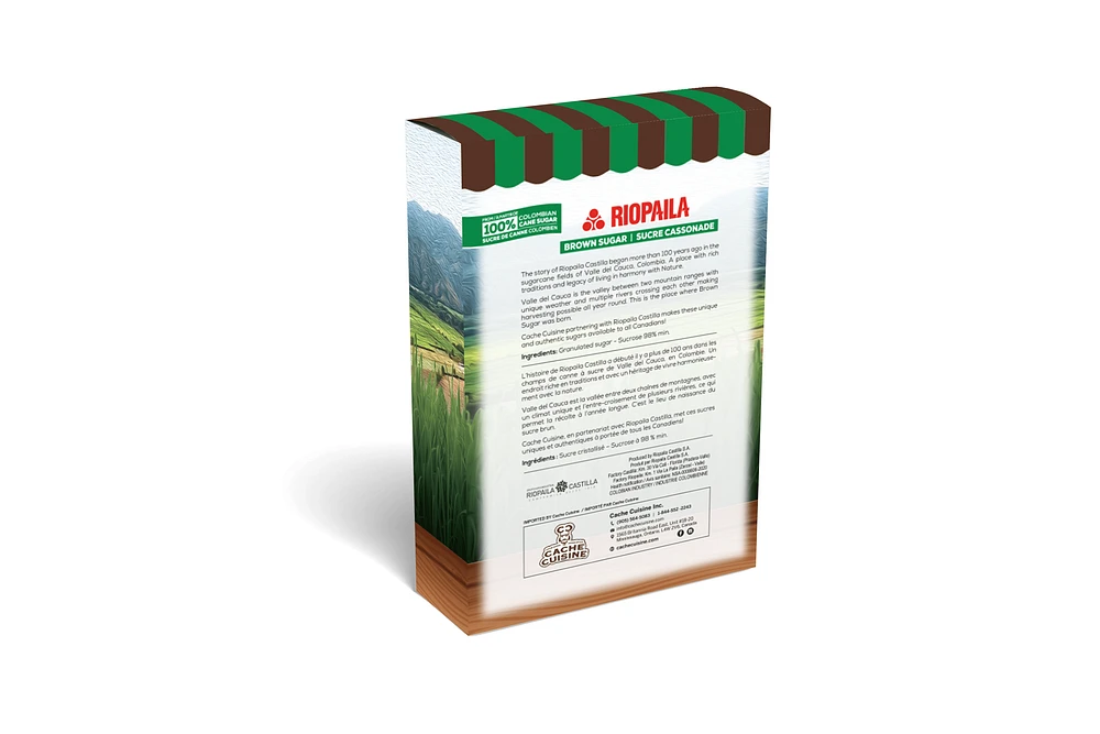 Cassonade Sucre de canne roux de Colombie emballé individuellement en sachets de 5g. Chaque carton contient 100 x 5g