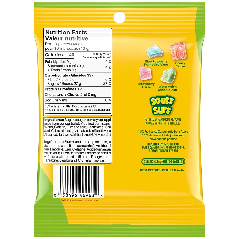 STARBURST, Sour Gummy Candy, Sharing Bag, 142g, SB GUMMIES SOUR 142G