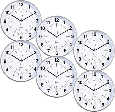 kieragrace Synchro Silent Wall Clock, 12 Inch, 3/4 Inch Deep - Silver