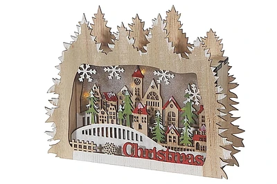 Forme De Forêt En Bois À Led Avec Décor Pittoresque De Noël