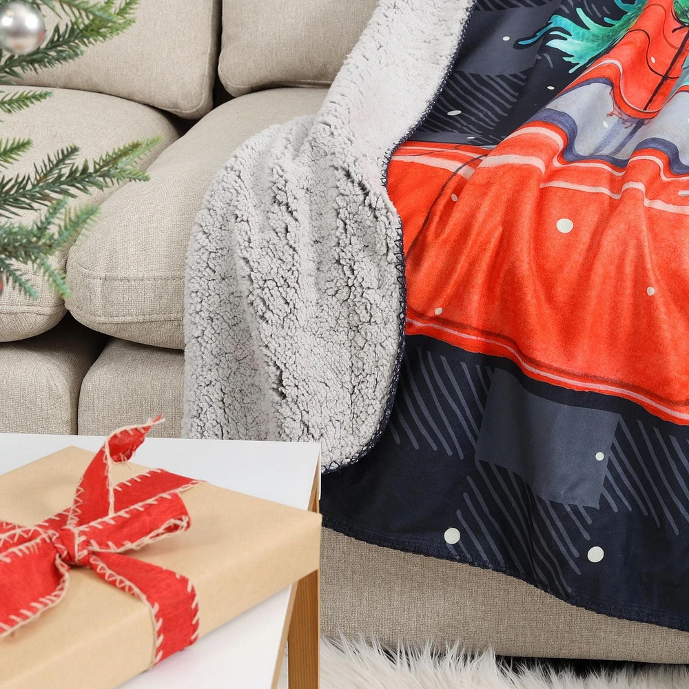 Couverture de noel, voiture 50po x 60po