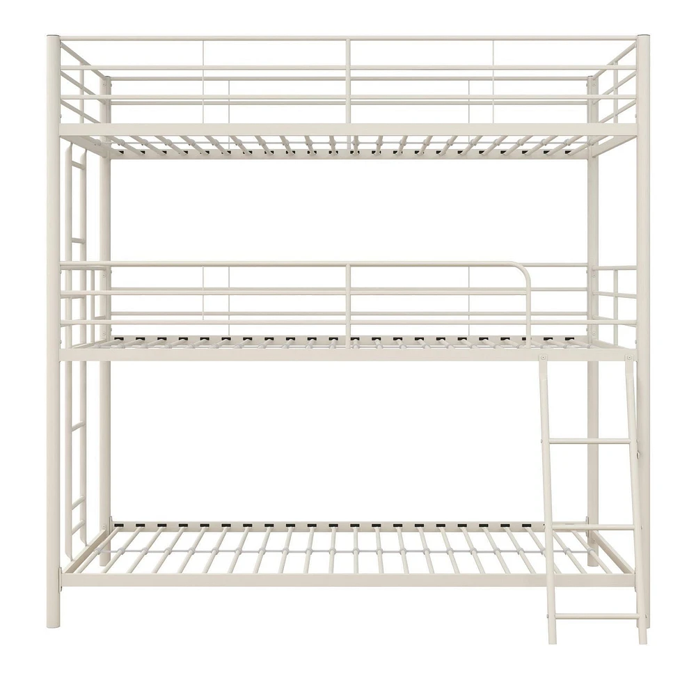 DHP Everleigh Triple Metal Bunk Bed, Twin/Twin/Full, Off White