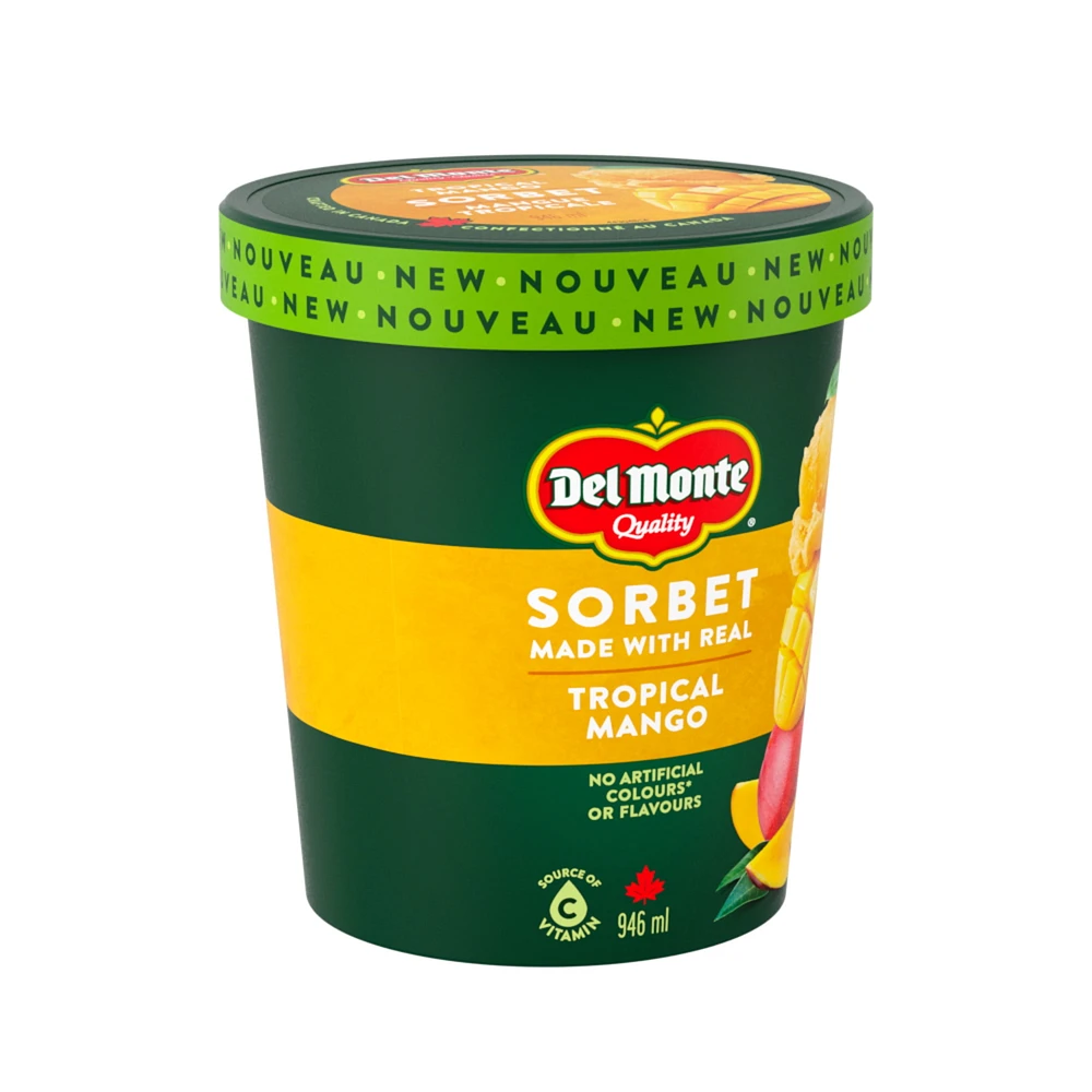 Tropical Mango Sorbet Frozen Dessert, Made With Real Mangoes, No Artificial Colours, No Artificial Flavours, Crafted in Canada, 0.9 L