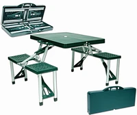 Ensemble de table de pique-nique portable pliante verte de World Famous – 4 personnes – Idéal pour les enfants