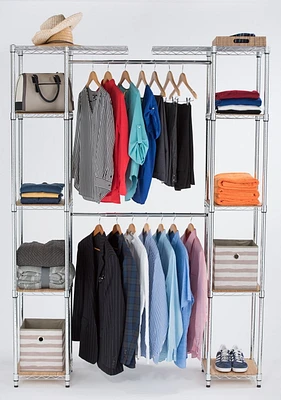 Rangement extensible pour placard TRINITY EcoStorage | 142 à 198 cm de larg. x 35 cm de prof. X 213 cm de haut. (56 à 78 po de larg. x 14 po de prof. x 84 po de haut.) | Chrome